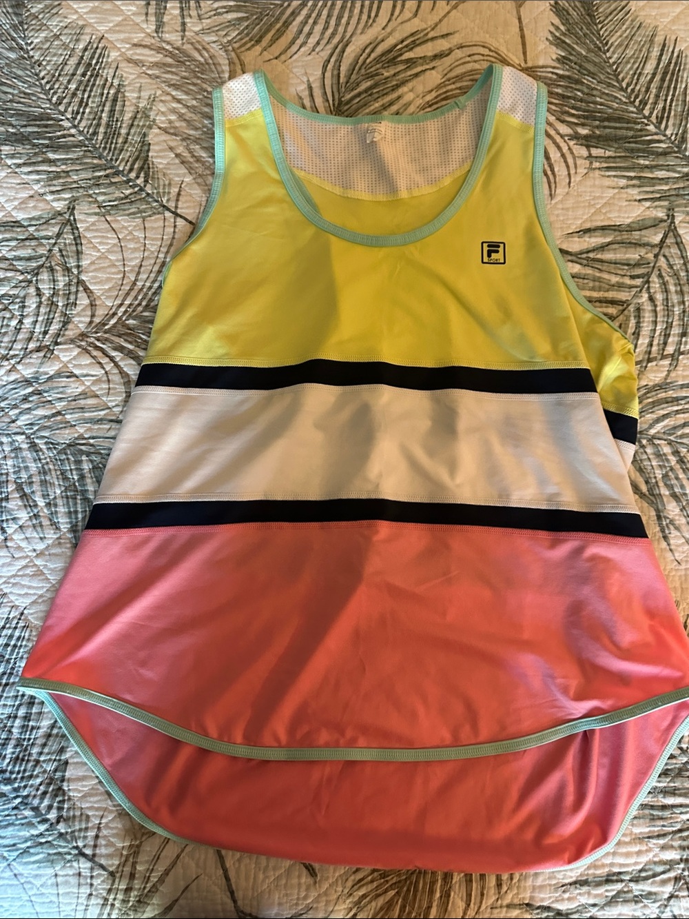 FILA Yellow, Coral & White Colorblock Tank